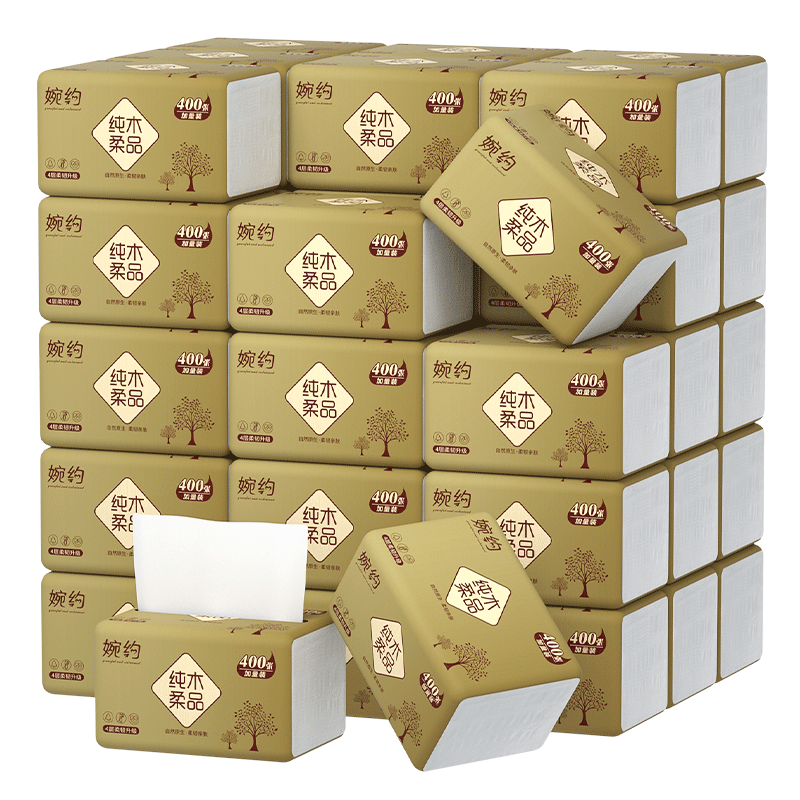 400张大包原木抽纸家用实惠装