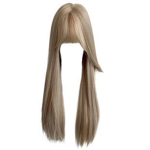 假发女少萝高层次rose同款白金色中分长直发全头套女