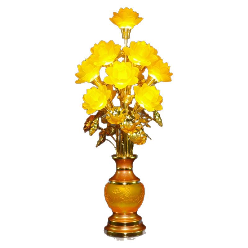 led家用七彩水晶琉璃莲花灯佛供灯佛前佛堂观音菩萨九品 插电款