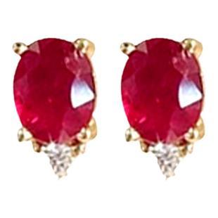 鸽血红18K金红宝石耳钉 女纯银高级感朱砂志蛋形耳环圣诞礼物新年
