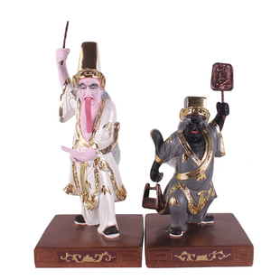 七爷八爷神像 黑白无常  树脂彩绘招财谢范将军 大二爷伯神像摆件