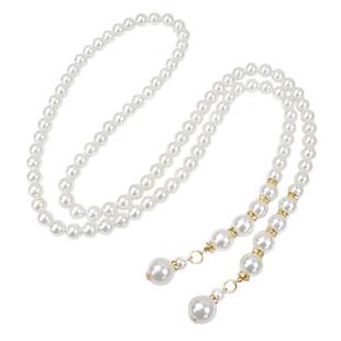 韩版时尚珍珠细腰链女士连衣裙百搭腰带长裙装饰弹力松紧优雅裙带