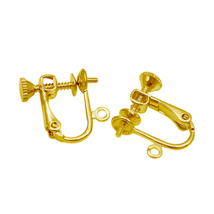 跨境耳夹转换器配件 超爆款无耳洞螺旋耳夹铜镀18k金镶珍珠锆石