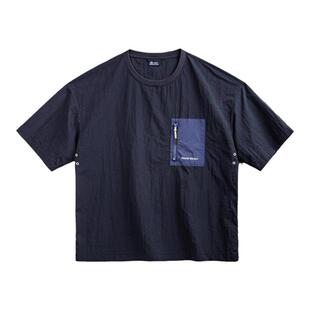 马登工装 山系户外薄款口袋拼接短袖T恤落肩尼龙透气半袖体恤男夏