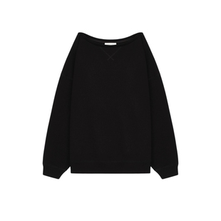 张艺凡同款CONCISE-WHITE简白2025新款一字领卫衣宽松上衣女