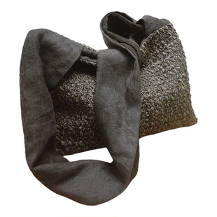 庸庸布包文艺新款毛呢单肩女士随性斜挎包棉麻单间小众通勤托特包