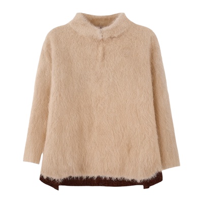 迟伞伞环保皮草蝴蝶结毛毛外套