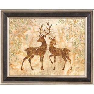 麋鹿美式电表箱装饰画免打孔可推拉欧式配电箱电源开关盒遮挡挂画