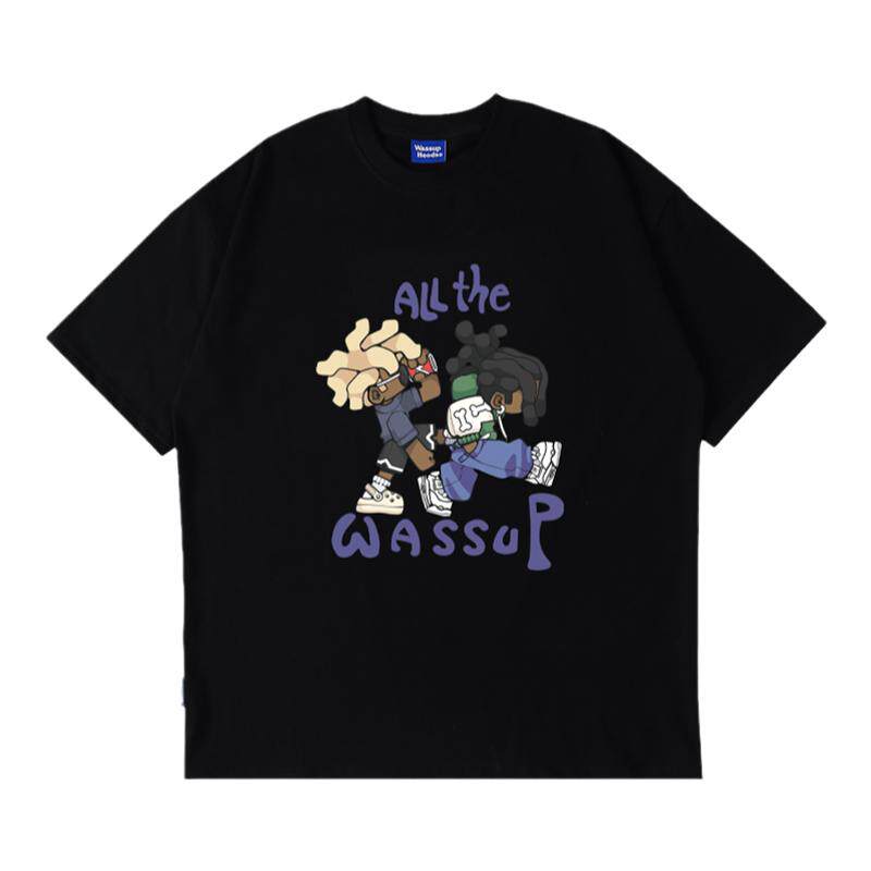 美式潮牌情侣短袖WASSUPHEODS