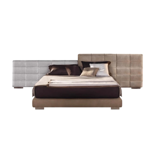 意式极简劳伦斯宽屏床别墅主卧大床高端大气布艺床1米8轻奢双人床