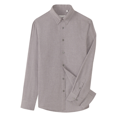 保暖法兰绒针孔领人字纹衬衫