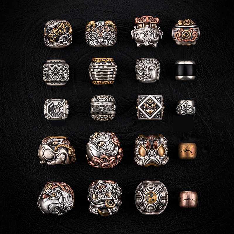 琢匠手串隔珠合集文玩diy配饰国风串珠配珠猴头星月银饰配件散珠