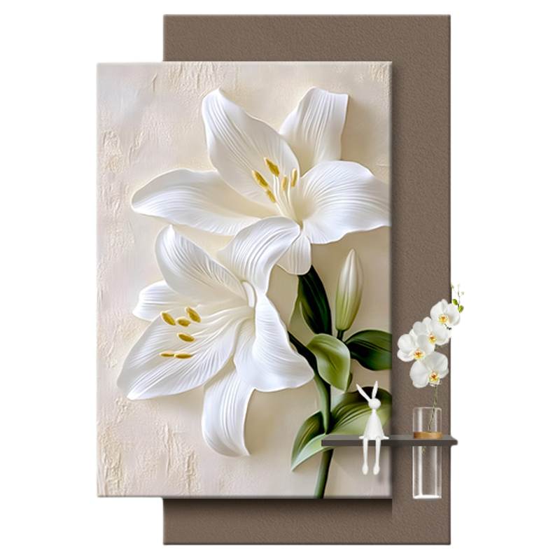 百合花装饰画客厅氛围灯挂画