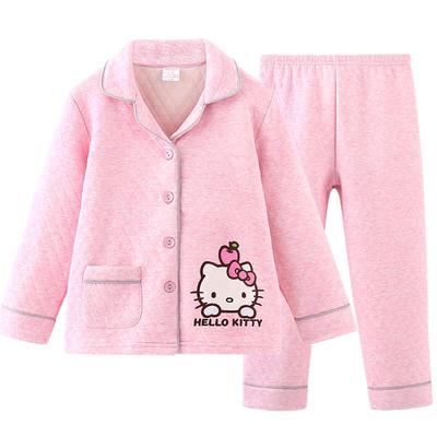 女童睡衣夹棉秋冬加绒家居服