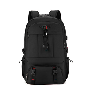 可扩容的登机旅行包男大容量带充电插口多分区减负黑色双肩行李包