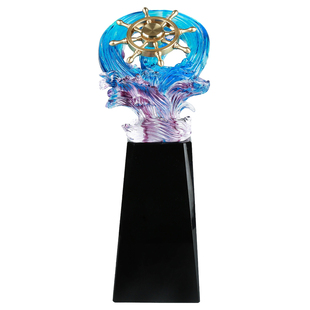 琉璃双尊摆件领航者掌舵者商务励志创业董事长桌面企业高管礼品