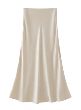 高端进口醋酸斜裁垂感A字半身裙