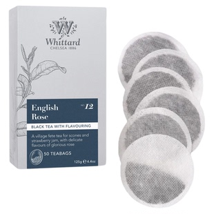 Whittard英国进口 玫瑰红茶50片圆形茶包125g盒装英式袋泡茶盒装