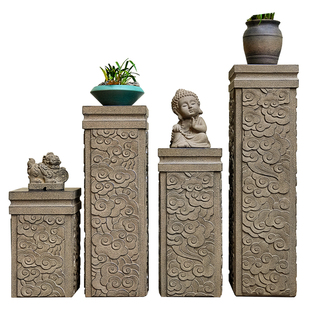 庭院花架石柱墩户外仿石墩子底座室外盆景架祥云柱花园展示摆放架
