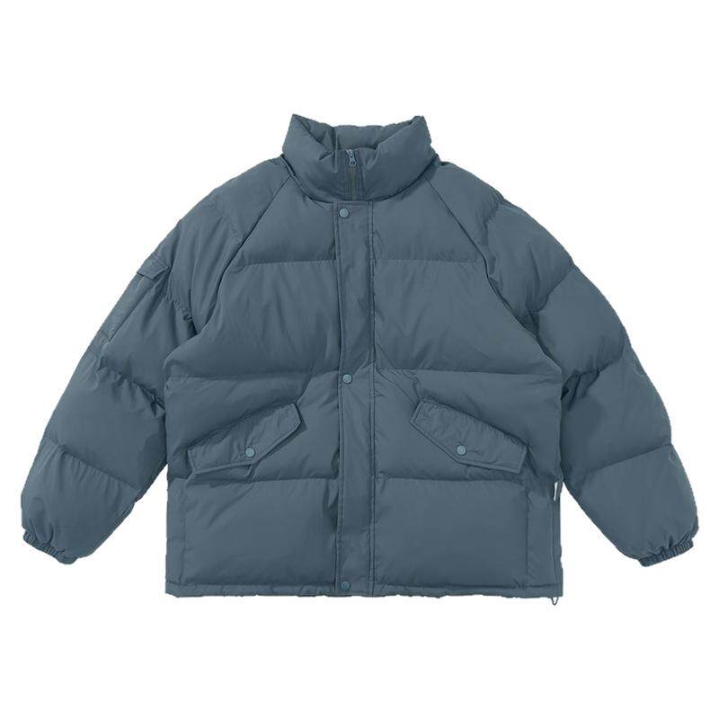 纯色简约休闲多口袋立领棉衣棉服