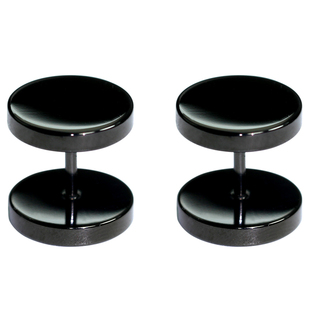 钛合金titanium磨砂黑色男耳钉单只哑铃双面螺丝拧扣免摘耳环潮女