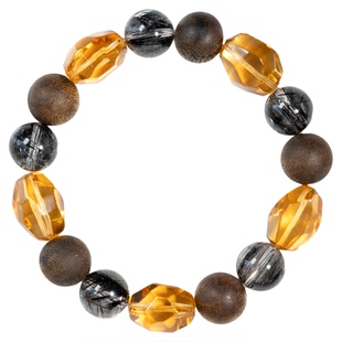 喜运宝「成长之喜」黄水晶随形黑发晶沉香水晶手串新中式手链首饰