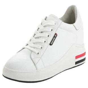 香港正品明星款内增高小白鞋8CM真皮黑色单鞋头层牛皮加绒棉鞋女