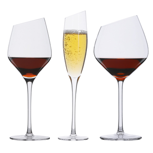 斜口红酒杯葡萄酒杯水晶香槟杯玻璃酒杯创意勃艮第波尔多杯高脚杯