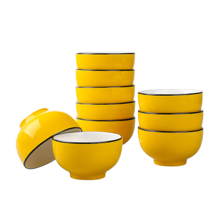 家用10个饭碗套装日式餐具套装小碗组合创意个性陶瓷沙拉碗小面碗