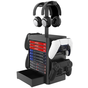 PS5多功能桌面收纳支架switch游戏光碟NS配件桌面整理XBOX手柄耳机挂架PS4pro配件游戏光盘盒碟片收纳盒