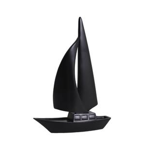 意式极简帆船摆件高级感小众艺术黑色电视柜装饰创意书架书柜展示