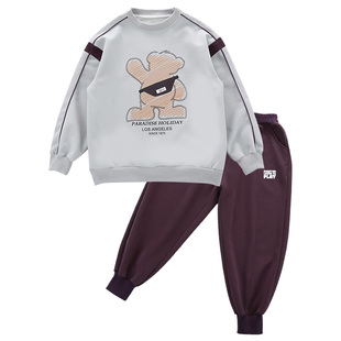 胖男童卫衣套装秋2025新款帅气时髦中大童加肥加大运动裤子两件套