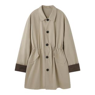 BJHG不计后果风衣外套男款春季潮牌翻领夹克慵懒韩式中长款大衣女