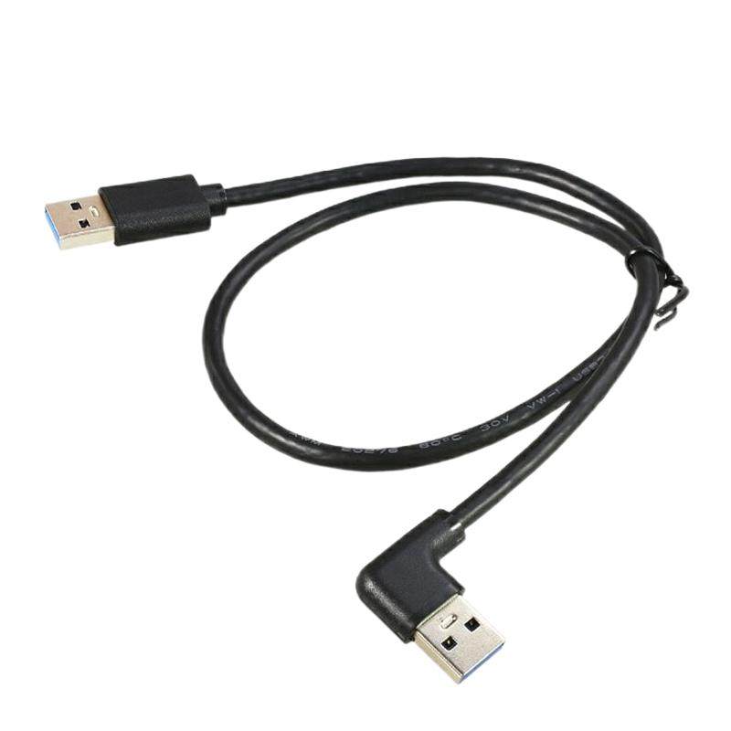 弯头双头usb3.0数据线公对公两头移动硬盘连接线上下左右弯头高速