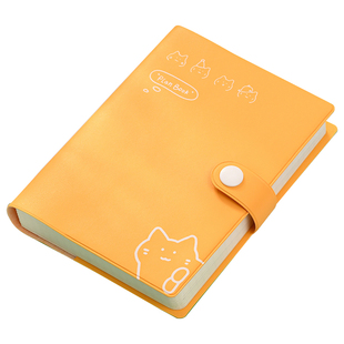 伊莎儿简约周计划本 week皮面按扣本日程本weekly卡通小猫时间管理表随身笔记本子大学生考研学习加厚记事本
