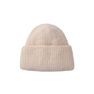 芝士商店~白色安哥拉兔毛针织帽女氛围感可爱毛绒帽子保暖毛线帽