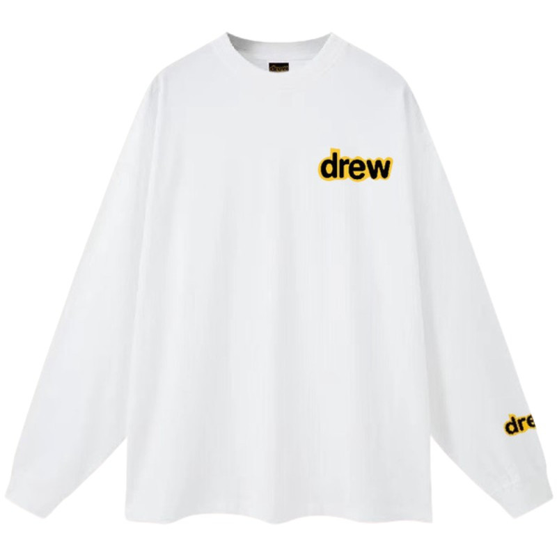 drew笑脸潮牌时尚秋冬纯棉长袖T恤ins美式街头情侣款重磅打底卫衣