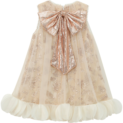 重工丝绒珠片绣拼接网纱背心裙