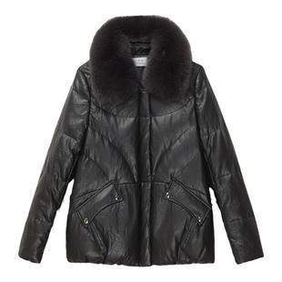 真皮羽绒服女短款2025冬季海宁新款韩版休闲绵羊皮狐狸毛皮草外套