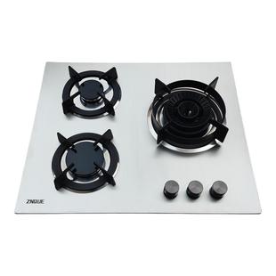 臻雀三眼燃气灶家用不锈钢多头煤气灶嵌入式天然气欧式方型猛火灶