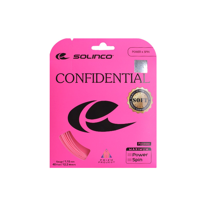 Solinco索林科网球线粉色五角聚酯硬线耐打旋转Confidential Soft