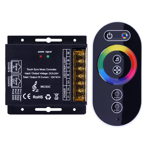 LED全彩RGBWC七彩调光控制器低压DC5V12V24V灯带灯条调节器网线款