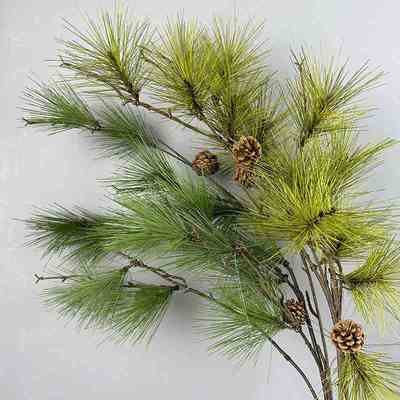 仿真松树枝带果假松枝景观松针假树枝松柏枝迎客松马尾松中式花材