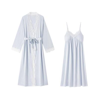 BE带胸垫纯欲风冰丝女睡袍吊带春