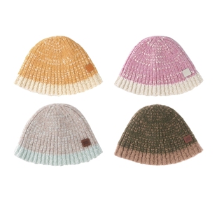 上森帽子女秋冬季冷帽针织帽毛线帽渔夫帽显脸小女款毛绒绿色帽子