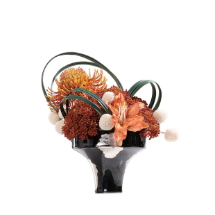 花小只 现代陶瓷花器橘色系小花艺组合桔亦 洽谈区桌面艺术摆件