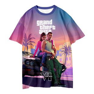 GTA6电玩R星游戏周边侠盗猎车手速干短袖t恤衫男女凉快冰丝感半袖
