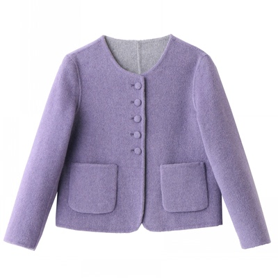 小香风双面羊毛大衣女短款秋冬季