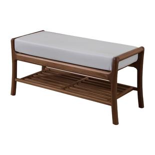 凯的黑胡桃木全实木换鞋凳家用门口可坐长条凳新中式穿鞋凳可定制