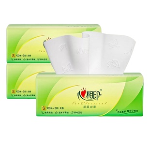 心相印抽纸100抽家用面巾纸卫生用纸整箱大包3层加厚实惠装批发